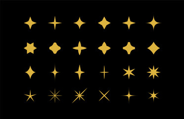 Shining stars icon set. Sparkles symbols collection.