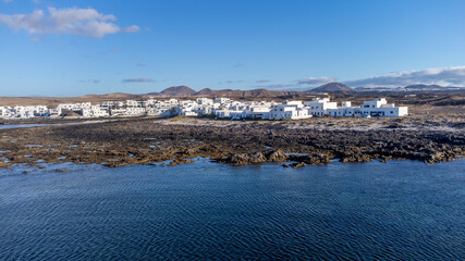 Ocean, beach and rocks in caleta the caballo, small town in canary islands
