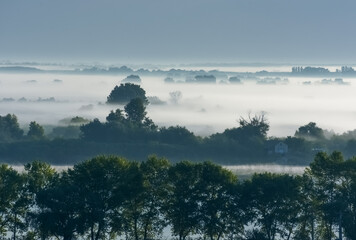 sunrise with fog in the Danube Delta