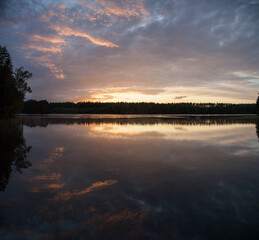 Baltis Lake Vertical Panorama During The Sunset