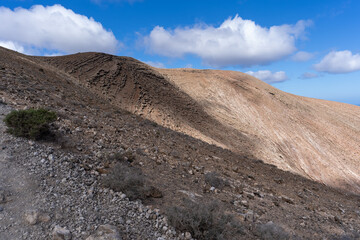 Trail of the Caldera blanca volcano, lanzarote, spain