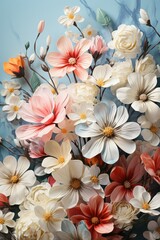  Floral background. Beautiful spring flowers. A greeting card.