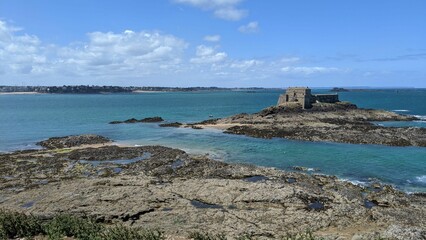 Scenic view of Petit Be Fort on an island near the city of Saint-Malo, France