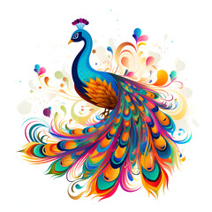 Obraz premium Artistic Style Peacock Illustration Peacock Painting Drawing Cartoon Peacock Beautiful Peacock 