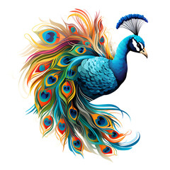 Fototapeta premium Artistic Style Peacock Illustration Peacock Painting Drawing Cartoon Peacock Beautiful Peacock 