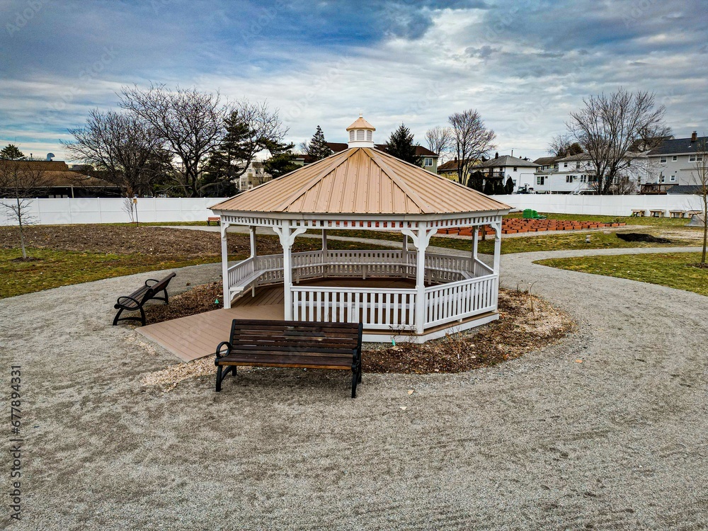 Wall mural octagonal shape gazebo in the meadowlands community garden