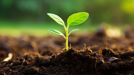 young plant in the soil, generative AI