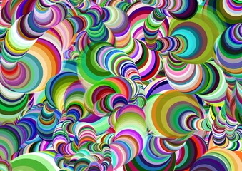 カラフルなグルグル・渦巻の抽象的で奇抜な背景イラスト
