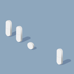 blue pill. pills on a blue background. Vector illustration. Background with pills