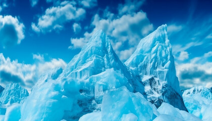 Fototapeta na wymiar Majestic mountain peak, frozen in winter tranquil beauty generated by AI