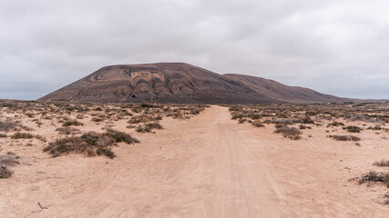 Fototapeta na wymiar View of la Graciosa island close to lanzarote, canary island spain, with only dirt roads and old volcano