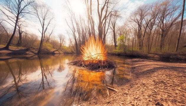 Tranquil scene of nature beauty in a non urban landscape generated by AI