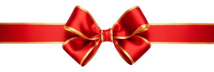 Red and gold ribbon png, bow isolated on transparent or white background hd, christmas gifts concept - obrazy, fototapety, plakaty