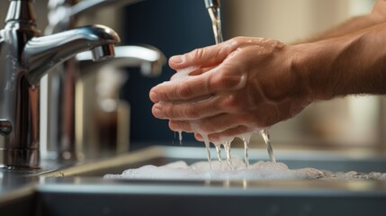 A person washing their hands in a sink, AI - obrazy, fototapety, plakaty