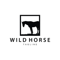Wild Horse Logo Farm Design Silhouette Simple Vector Illustration Template
