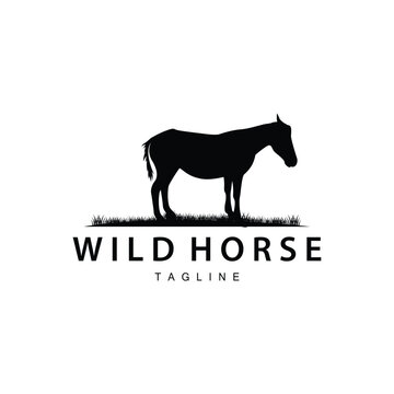 Wild Horse Logo Farm Design Silhouette Simple Vector Illustration Template