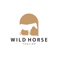 Wild Horse Logo Farm Design Silhouette Simple Vector Illustration Template