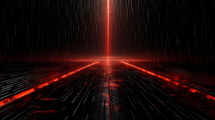 Red light tail rain scene, neon light creation glowing red rainy wet floor wallpaper