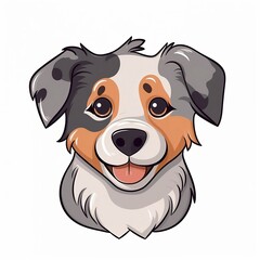 Austrailian Shepard Clipart Face, Cutout