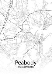 Fototapeta na wymiar Peabody Massachusetts minimalist map