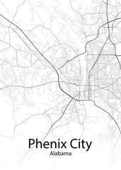 Fototapeta na wymiar Phenix City Alabama minimalist map