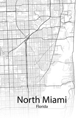 North Miami Florida minimalist map