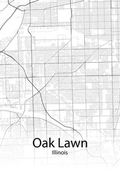 Oak Lawn Illinois minimalist map