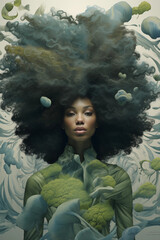 Afrofé: Celebrando a Cultura e a Beleza em uma Ilustração Cativante, IA Generativa - obrazy, fototapety, plakaty