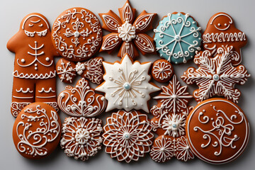 Christmas Gingerbreads cookies background ai generative