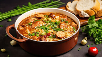 Chicken And Sausage Gumbo Natural Colors , Background For Banner, HD