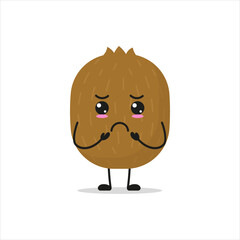 Cute sad kiwi character. Funny unhappy fruit cartoon emoticon in flat style. closet vector illustration