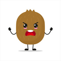 Cute furious kiwi character. Temperament fruit cartoon emoticon in flat style. closet vector illustration