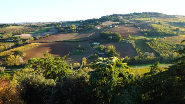 Dozza stronghold offers breathtaking views of the surrounding Emilia-Romagna countryside in Italy by Bologna province.
