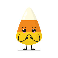 Cute gloomy corn candy character. Funny sad sweet cartoon emoticon in flat style. closet vector illustration