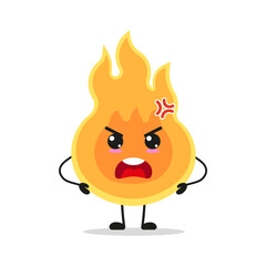 Cute furious fire character. Temperament flame cartoon emoticon in flat style. closet vector illustration