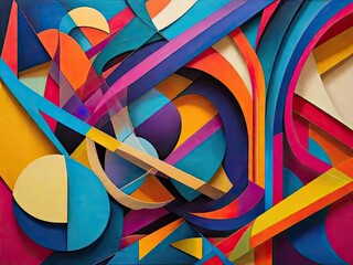 A conceptual abstract art piece with vivid colors and geometric shapes, modern poster