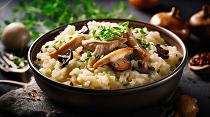 Chicken And Mushroom Risotto Natural, Background For Banner, HD