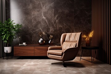 Furniture modern luxury comfortable interior floor wall armchair decorative design style room background home, generative ai