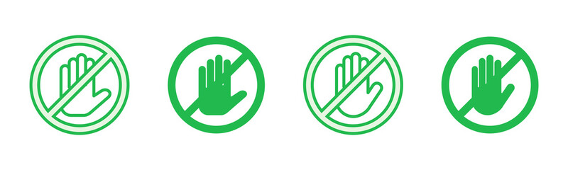 Stop icon set. stop road sign. hand stop icon vector