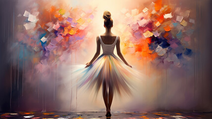 illustration ballerina creativity femininity art dance painting self-expression female - obrazy, fototapety, plakaty