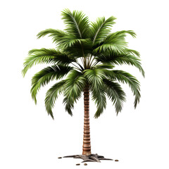 3d illustration single palm tree, transparent background