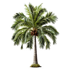 3d illustration single palm tree, transparent background