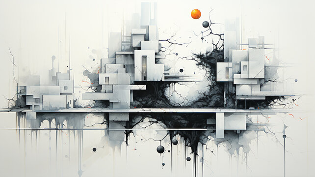 modernism abstractionism art white background, minimalism simple forms