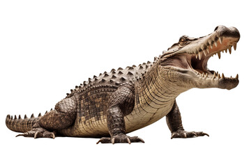 Obraz premium A crocodile showing jaws isolate on transparent background.
