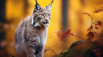 A Rare Lynx Is In The Vibrant Forest, Background For Banner, HD