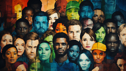 Obraz premium background texture multicultural group of people illustration