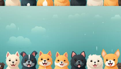 Fototapeta premium Pastel puppy pattern with contrasting smooth lines and flat illustrations.