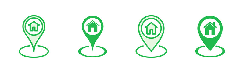 Address icon set. home location icon vector