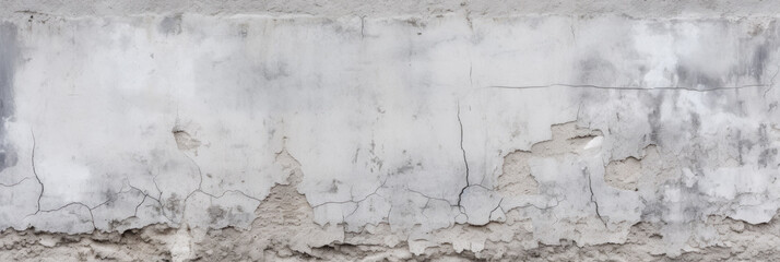 old cracked wall with peeling plaster as background, banner