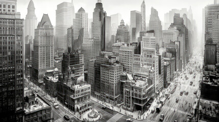 Aerial view of New York City in the 1950s - obrazy, fototapety, plakaty